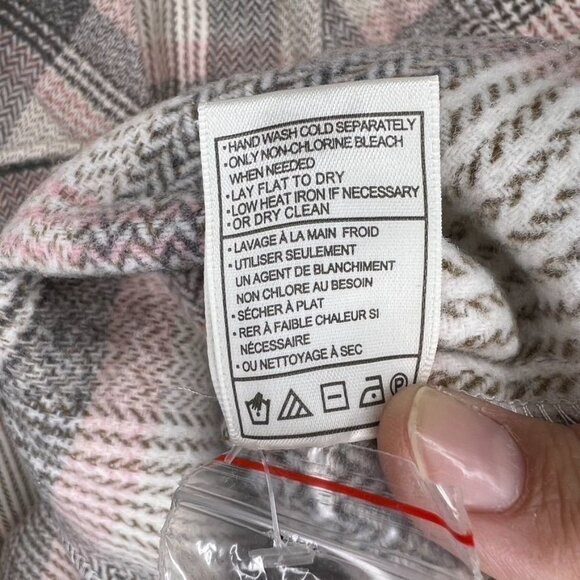 Steve Madden Womens High Noon Plaid Button-Up Shacket Jacket Large Pink Brown - Picture 4 of 7